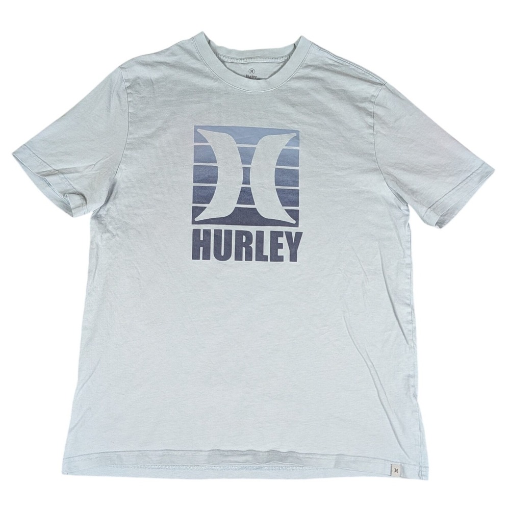 Hurley Graphic T-Shirt Mens Large Light Blue Surf Logo Excellent